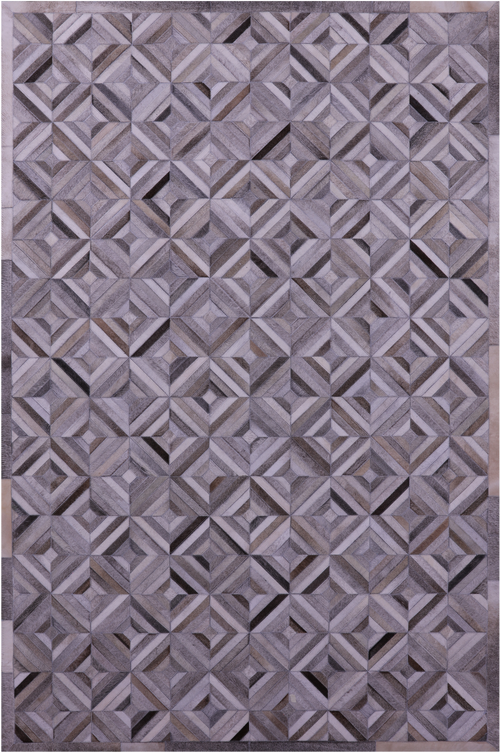 Grey & White Patchwork Natural Cowhide Rug - 6' 0