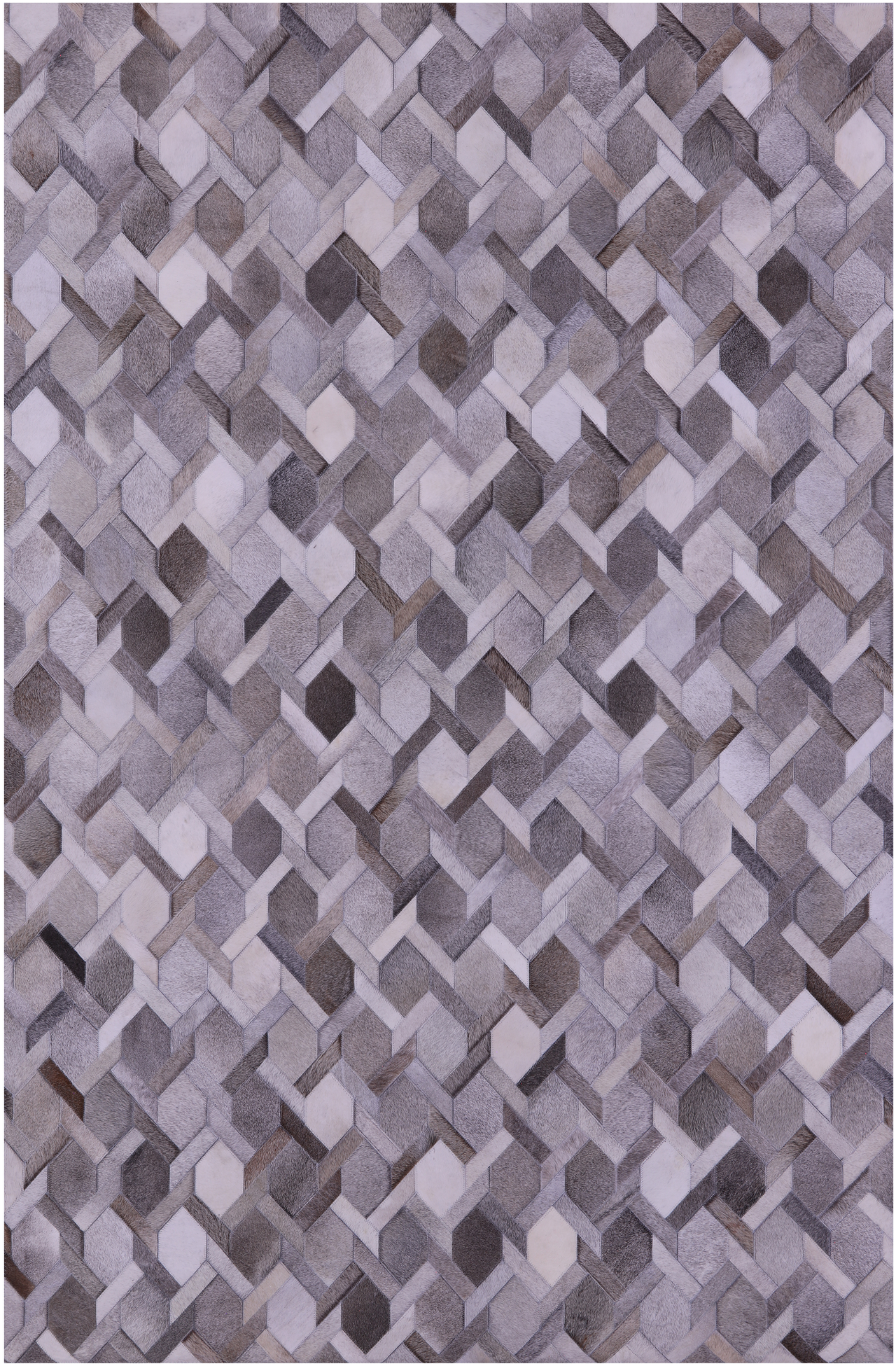 Grey & White Patchwork Natural Cowhide Rug - 6' 0" x 9' 0"