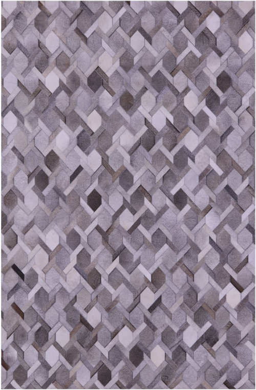 Grey & White Patchwork Natural Cowhide Rug - 6' 0