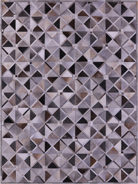 Grey Patchwork Natural Cowhide Rug - 9' 0" x 12' 0"