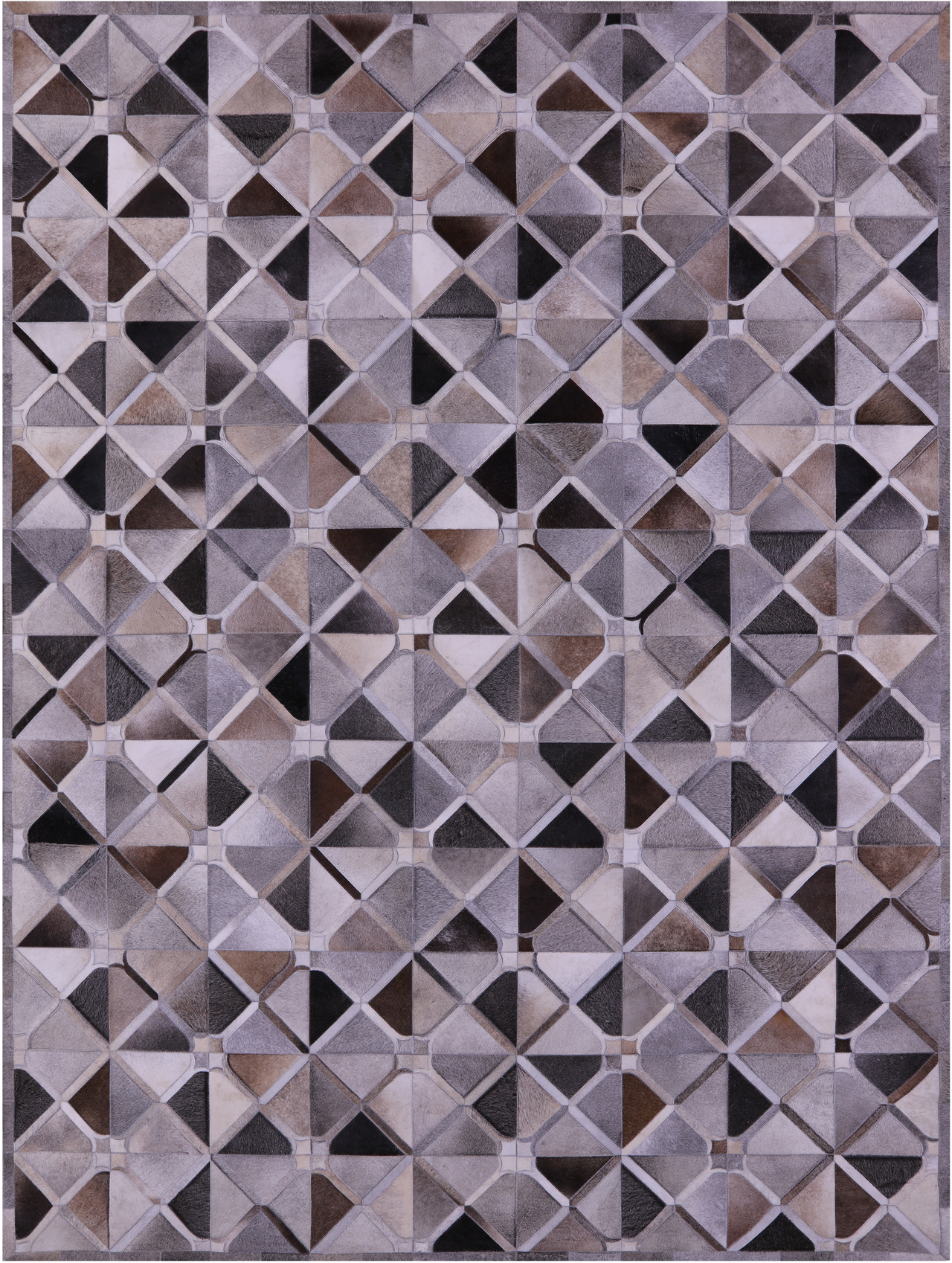 Grey Patchwork Natural Cowhide Rug - 9' 0" x 12' 0"