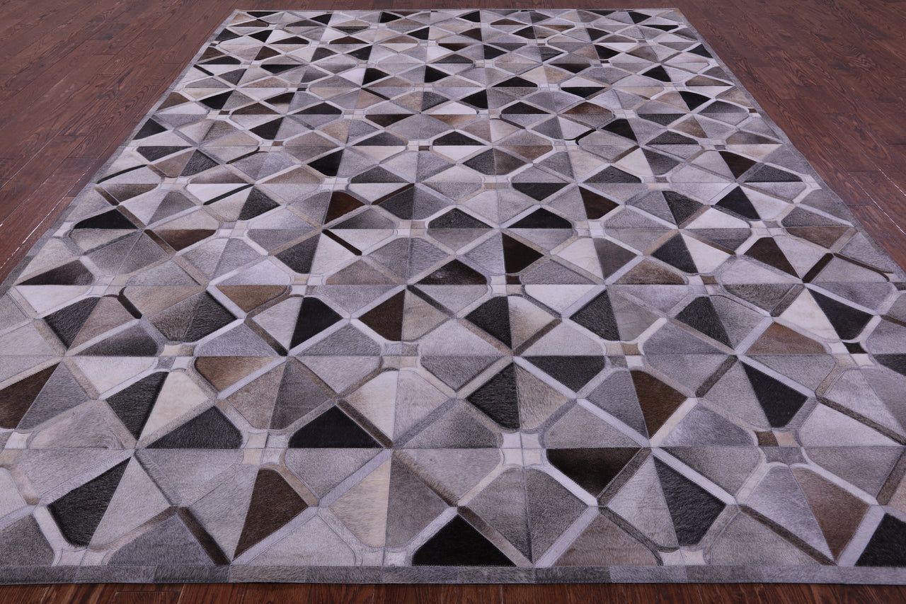 Grey Patchwork Natural Cowhide Rug - 9' 0" x 12' 0"
