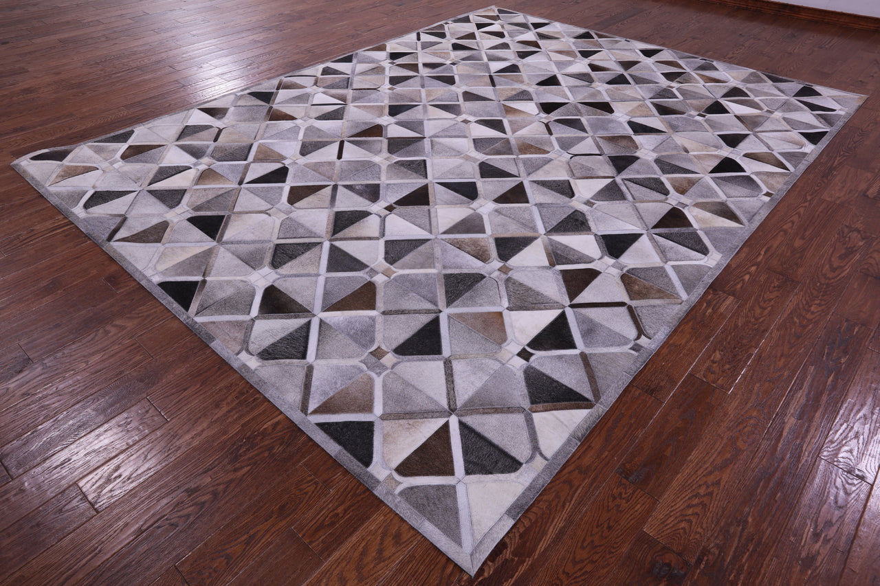 Grey Patchwork Natural Cowhide Rug - 9' 0" x 12' 0"