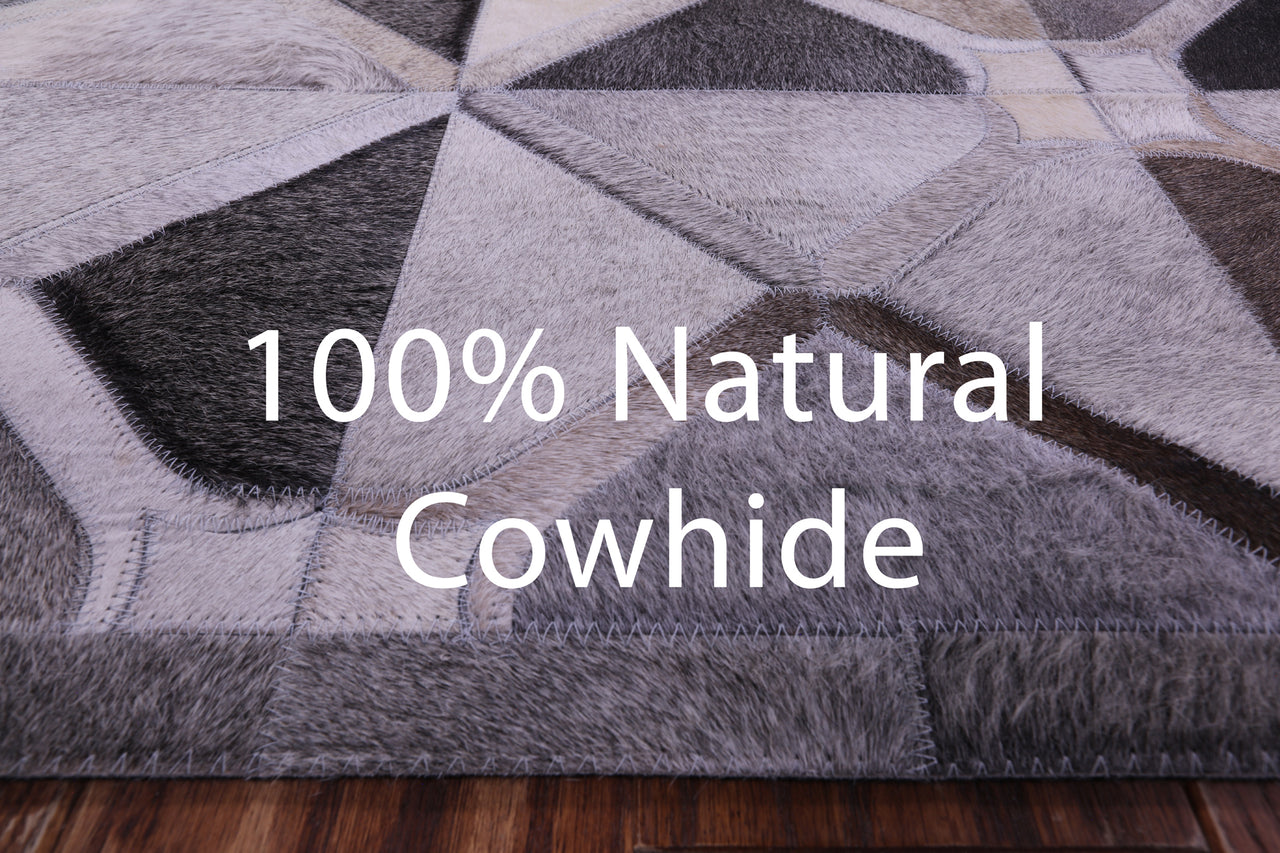 Grey Patchwork Natural Cowhide Rug - 9' 0" x 12' 0"