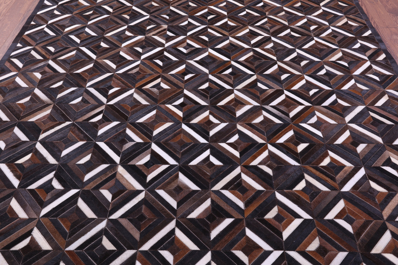 Brown Patchwork Natural Cowhide Rug - 8' 0" x 10' 0"