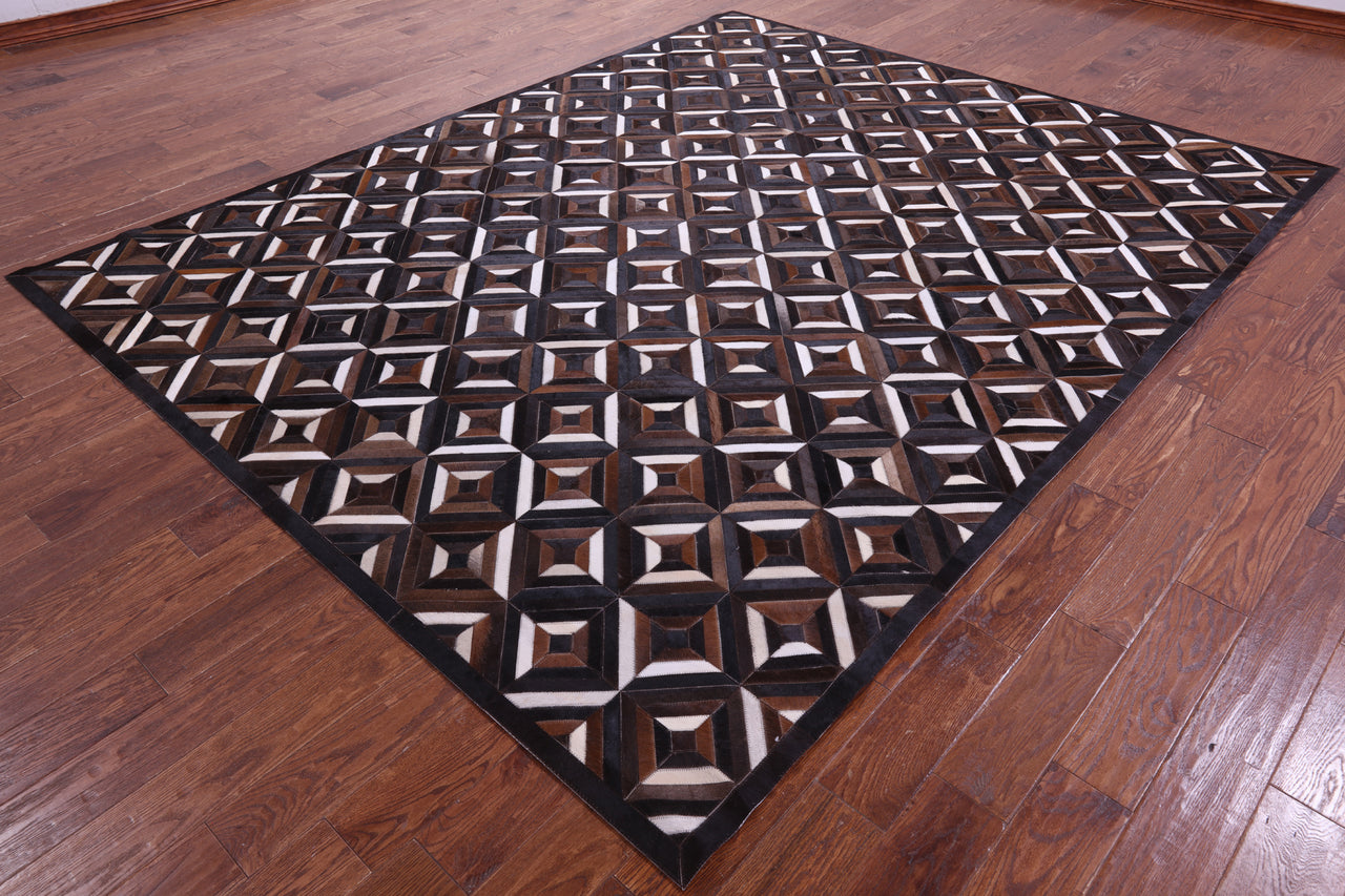 Brown Patchwork Natural Cowhide Rug - 8' 0" x 10' 0"