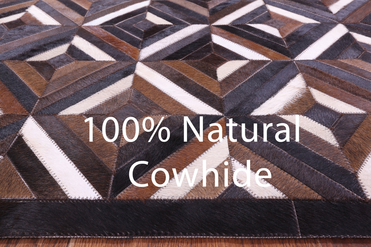 Brown Patchwork Natural Cowhide Rug - 8' 0" x 10' 0"