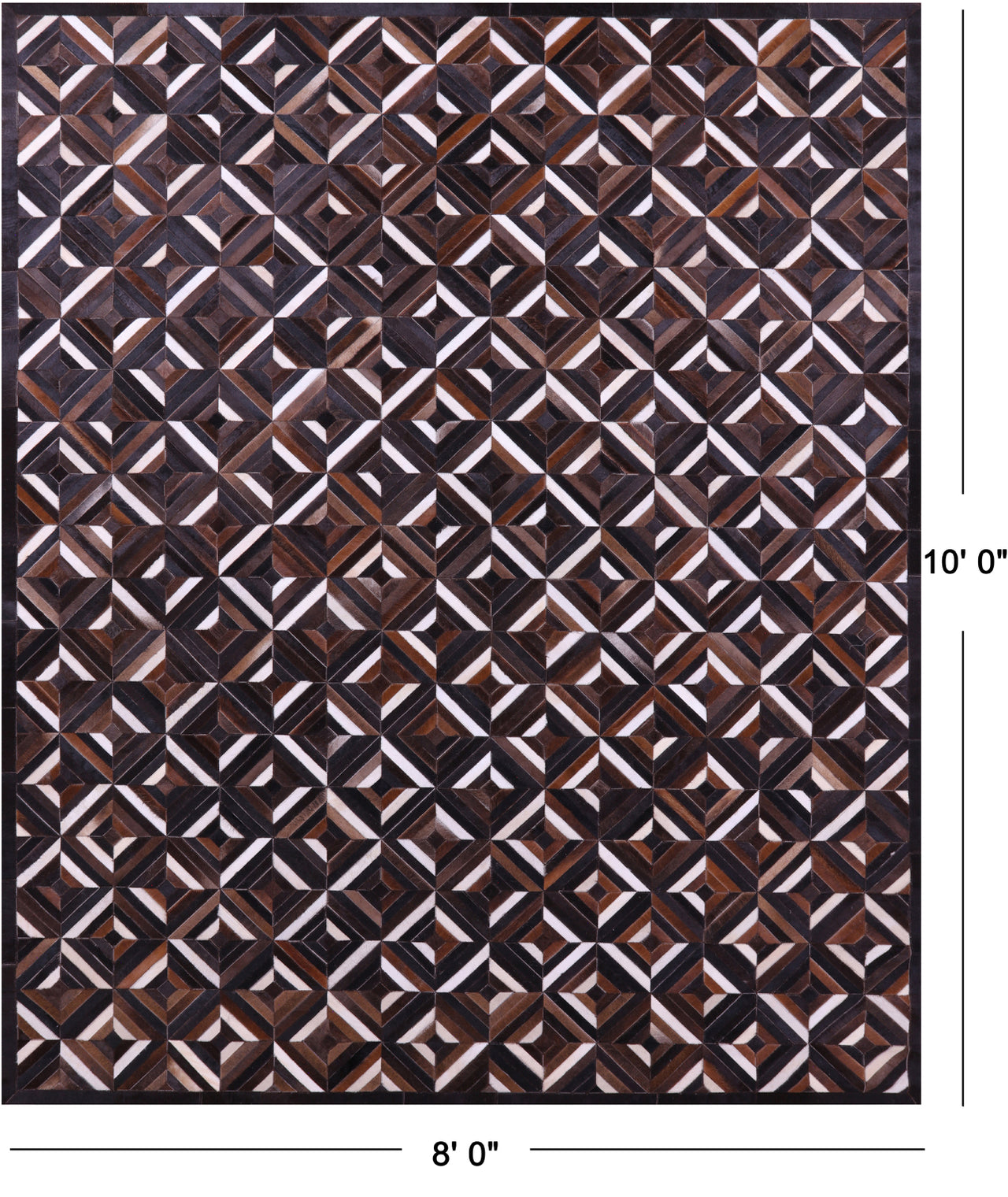 Brown Patchwork Natural Cowhide Rug - 8' 0" x 10' 0"
