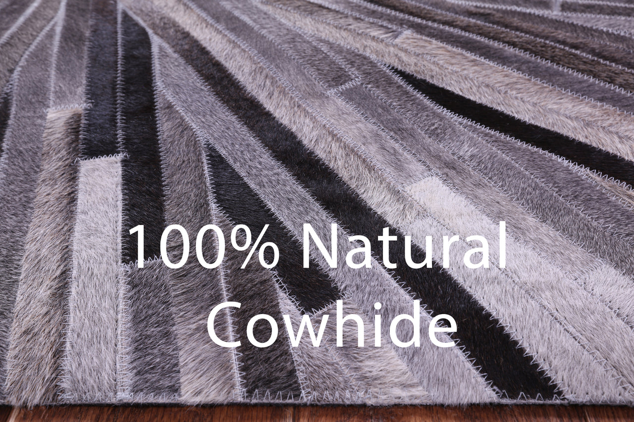 Brown & White Patchwork Natural Cowhide Rug - 9' 0" x 12' 0"