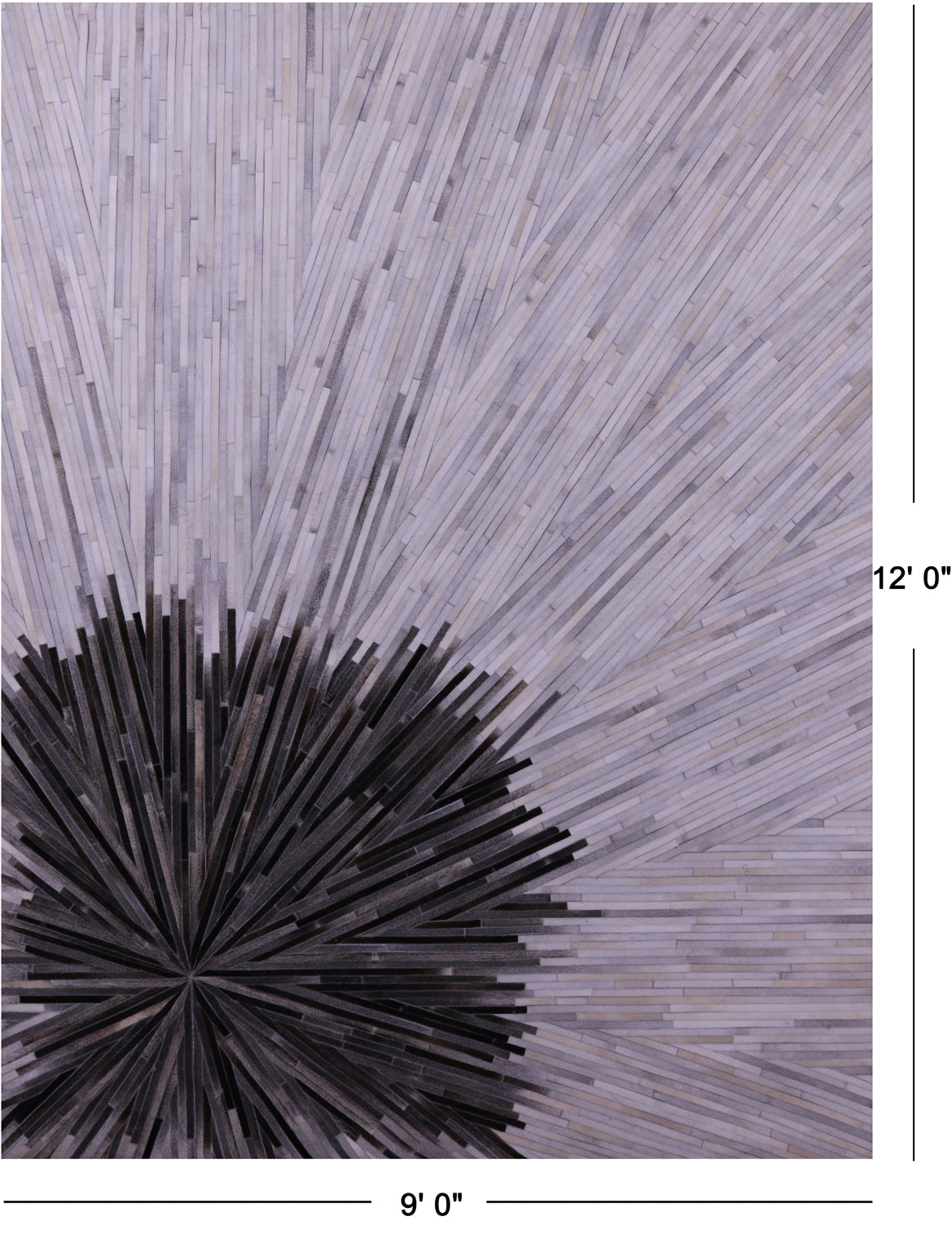 Brown & White Patchwork Natural Cowhide Rug - 9' 0" x 12' 0"