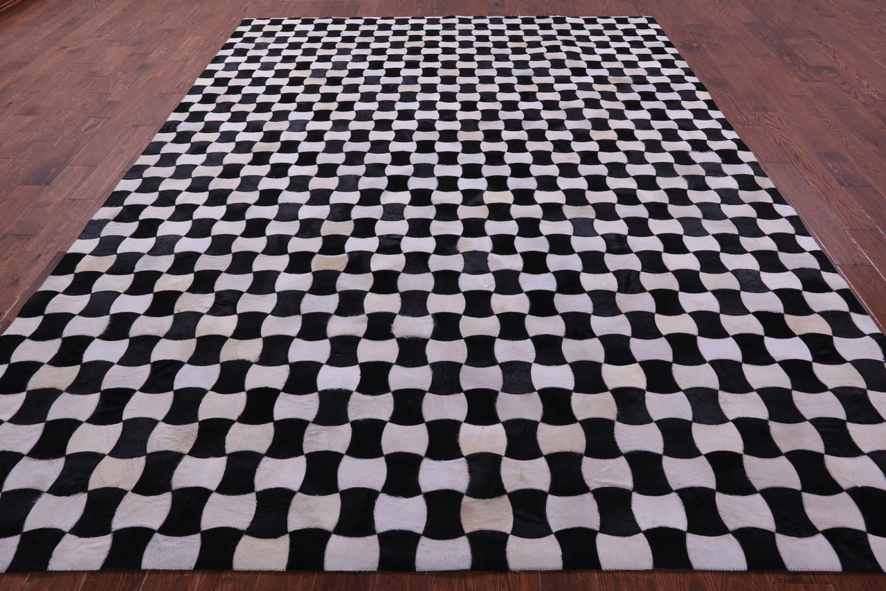 Black & White Patchwork Natural Cowhide Rug - 9' 0" x 12' 0"
