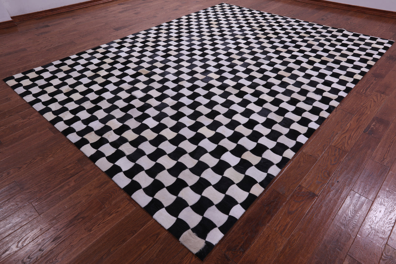 Black & White Patchwork Natural Cowhide Rug - 9' 0" x 12' 0"