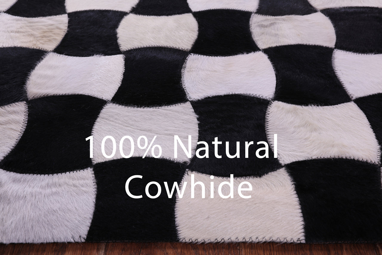 Black & White Patchwork Natural Cowhide Rug - 9' 0" x 12' 0"