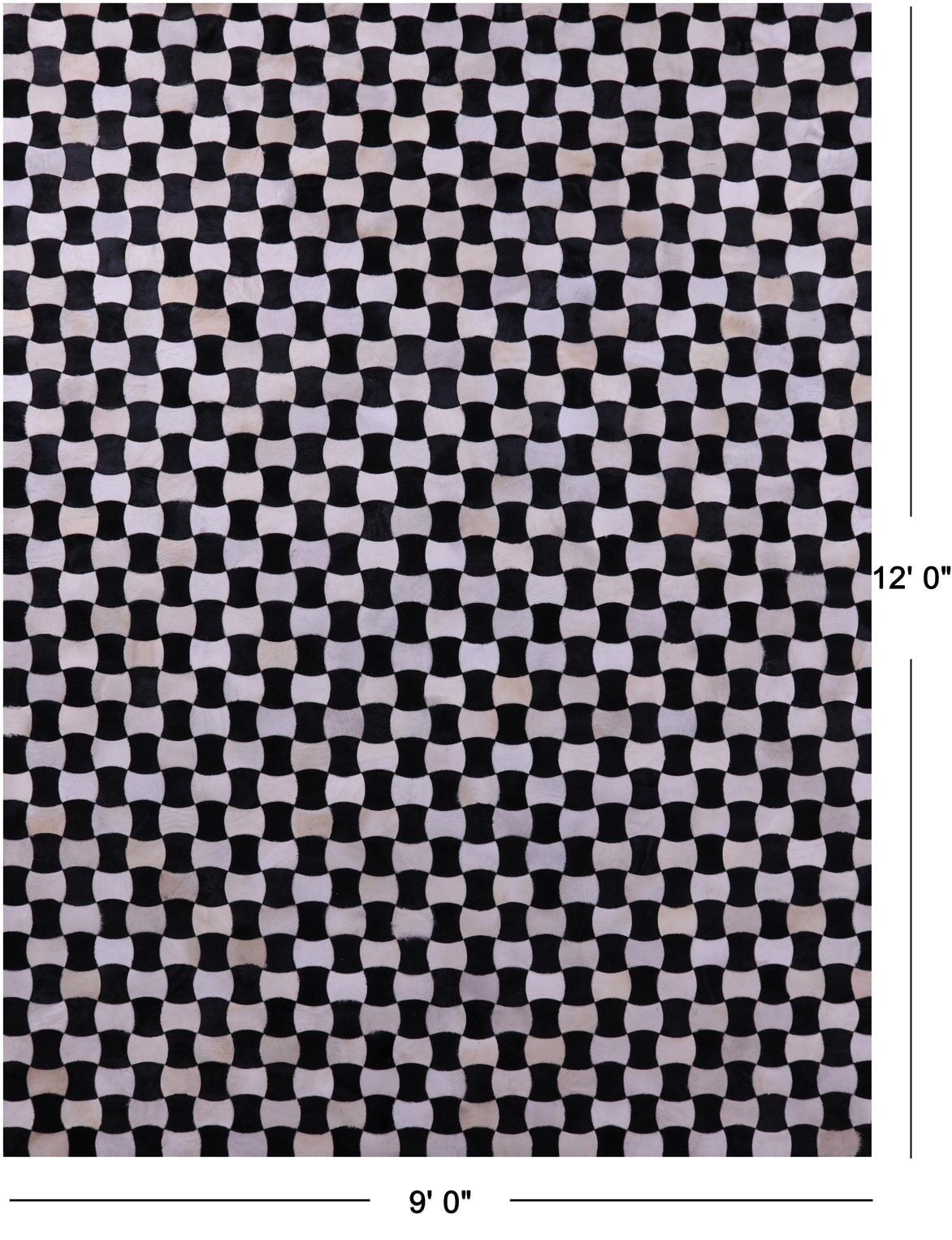Black & White Patchwork Natural Cowhide Rug - 9' 0" x 12' 0"