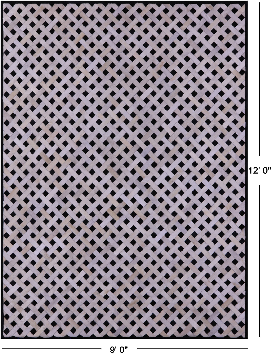 Black & White Patchwork Natural Cowhide Rug - 9' 0" x 12' 0"