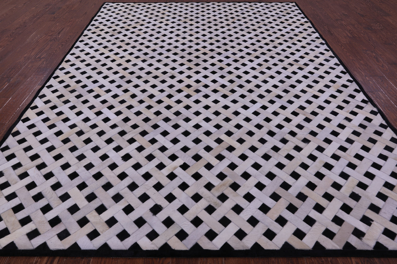 Black & White Patchwork Natural Cowhide Rug - 9' 0" x 12' 0"