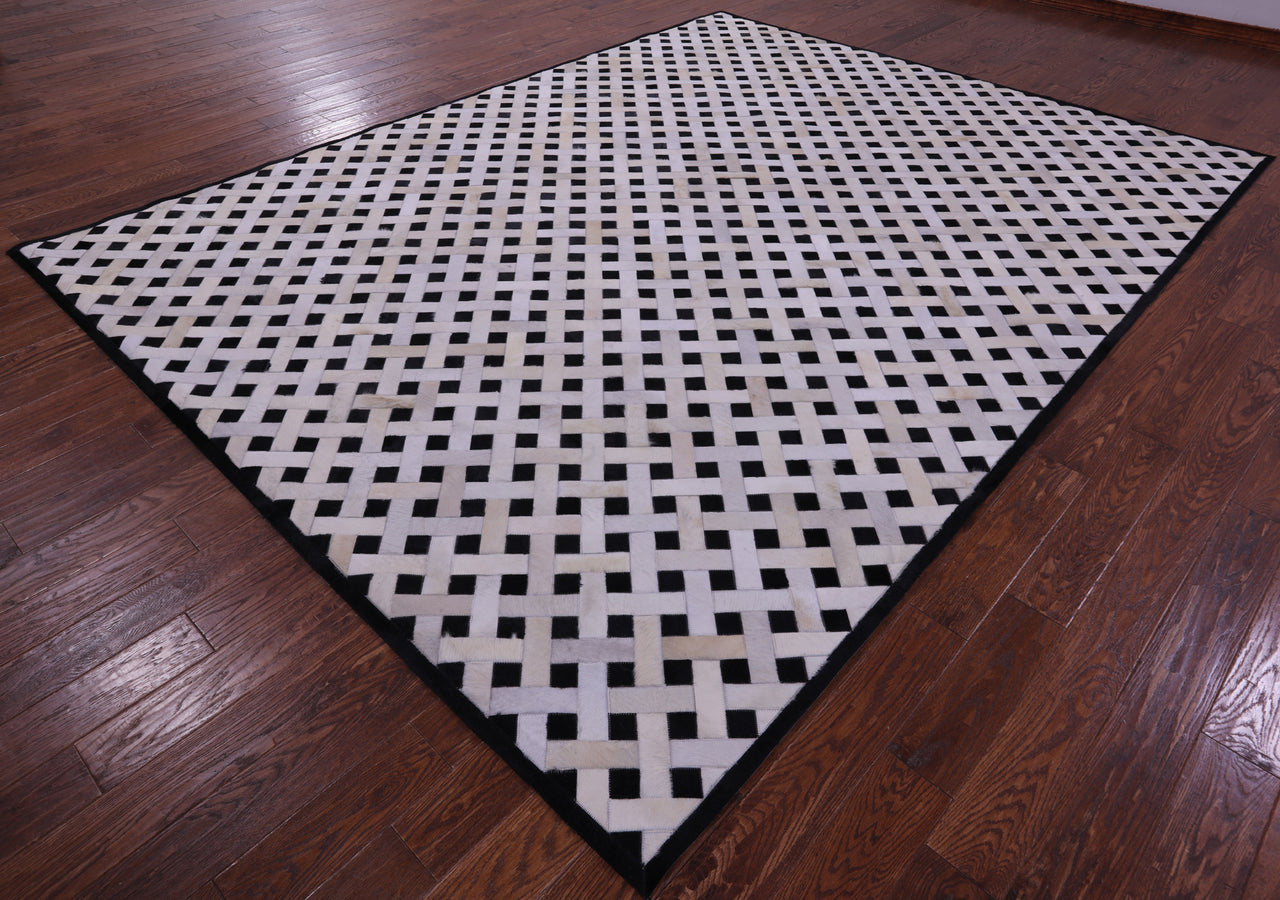 Black & White Patchwork Natural Cowhide Rug - 9' 0" x 12' 0"