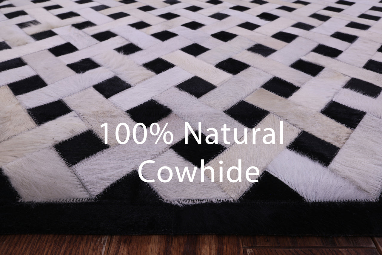 Black & White Patchwork Natural Cowhide Rug - 9' 0" x 12' 0"
