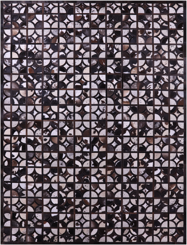 Brown & White Patchwork Natural Cowhide Rug - 9' 0" x 12' 0"