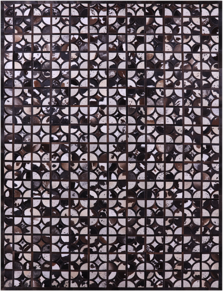 Brown & White Patchwork Natural Cowhide Rug - 9' 0" x 12' 0"