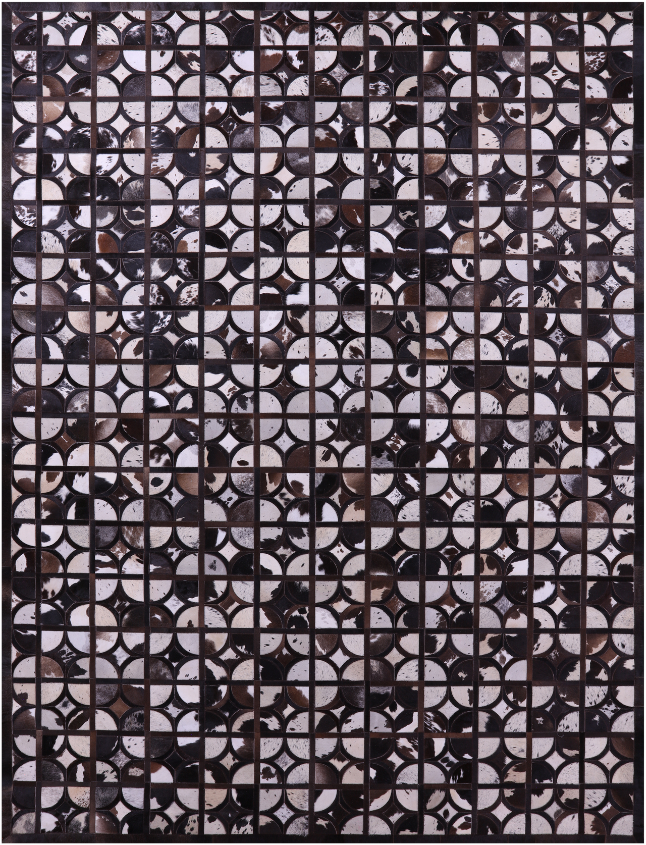 Brown & White Patchwork Natural Cowhide Rug - 9' 0" x 12' 0"