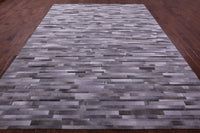 Thumbnail for Grey Brickwork Patchwork Natural Cowhide Rug - 9' 0