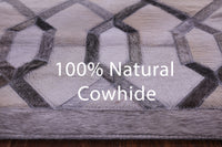 Thumbnail for Grey & White Patchwork Natural Cowhide Runner Rug - 2' 6