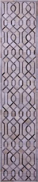 Grey & White Patchwork Natural Cowhide Runner Rug - 2' 6" x 12' 0"