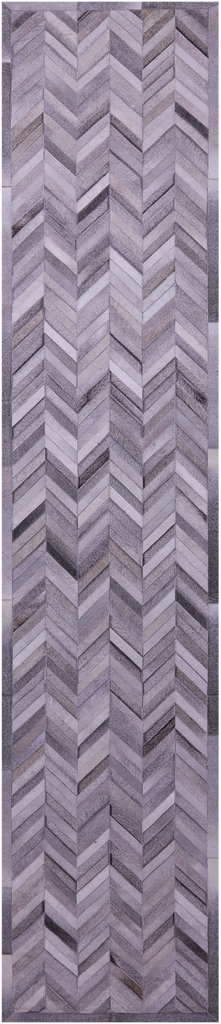 Grey Chevron Patchwork Natural Cowhide Rug - 2' 6" x 12' 0"