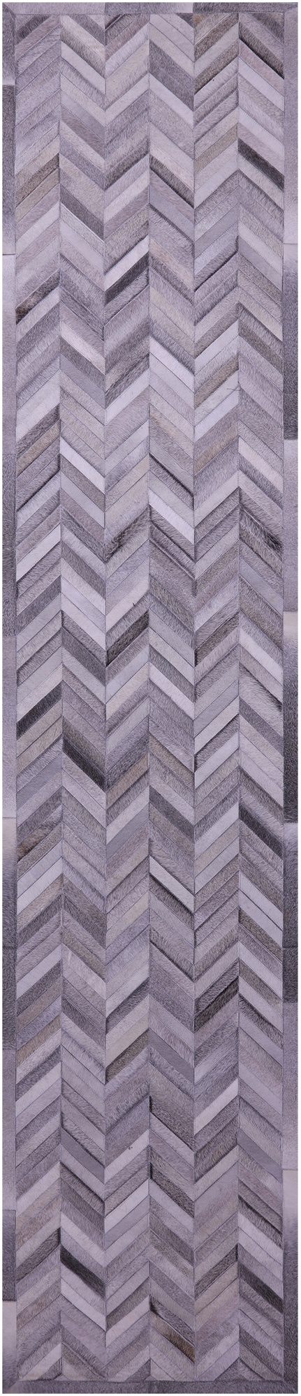 Grey Chevron Patchwork Natural Cowhide Rug - 2' 6