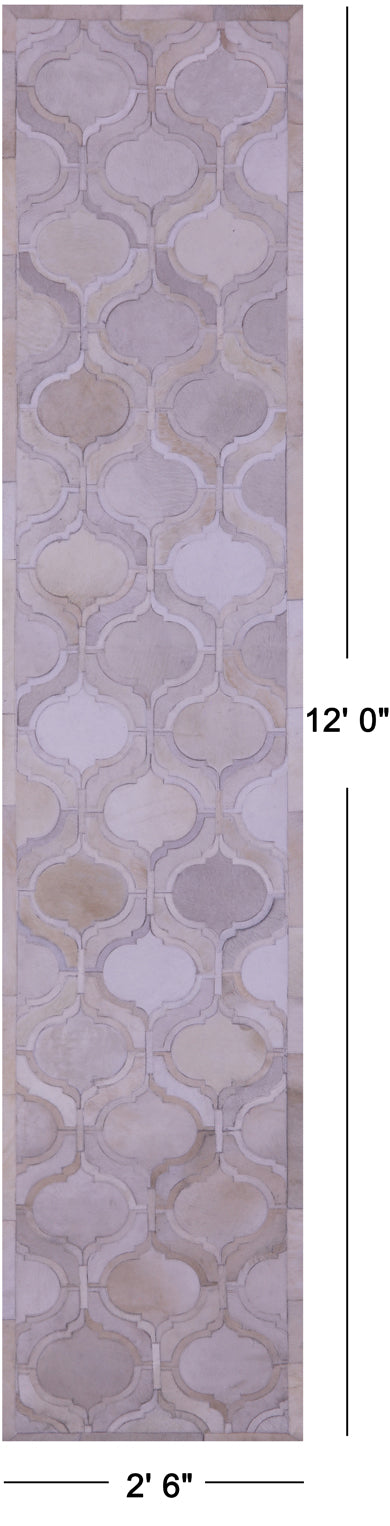 Ivory Patchwork Natural Cowhide Rug - 2' 6