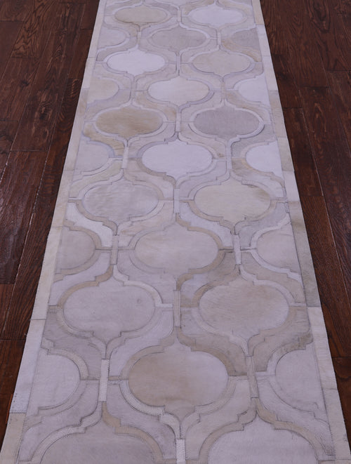 Ivory Patchwork Natural Cowhide Rug - 2' 6