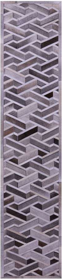 Thumbnail for Grey Patchwork Natural Cowhide Rug - 2' 6