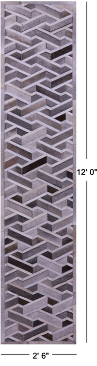 Thumbnail for Grey Patchwork Natural Cowhide Rug - 2' 6