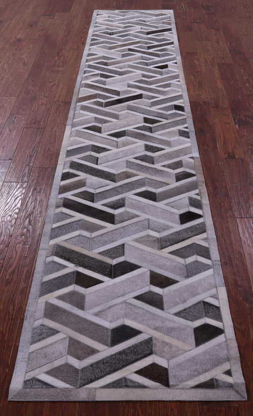 Grey Patchwork Natural Cowhide Rug - 2' 6