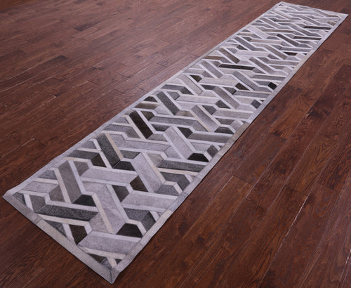 Grey Patchwork Natural Cowhide Rug - 2' 6