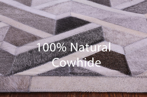 Grey Patchwork Natural Cowhide Rug - 2' 6