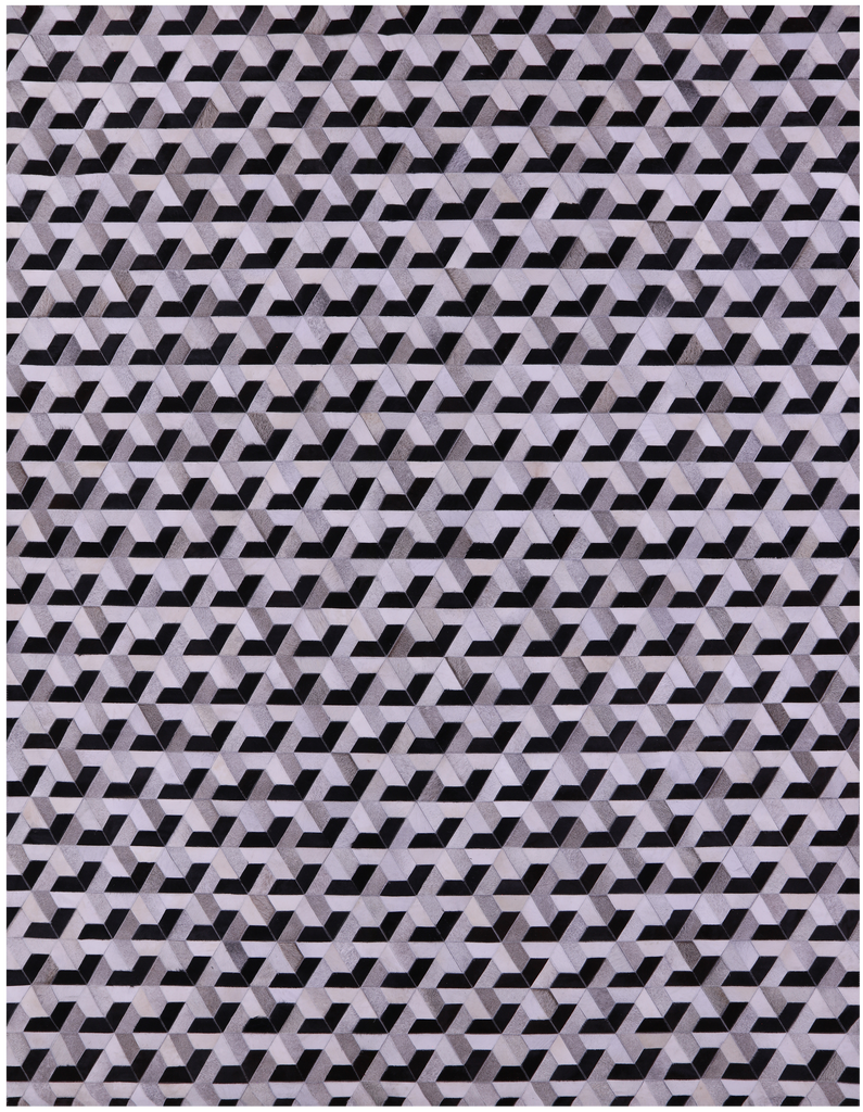 Black & White Patchwork Natural Cowhide Rug - 9' 0" x 12' 0"