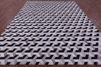 Thumbnail for Black & White Patchwork Natural Cowhide Rug - 9' 0