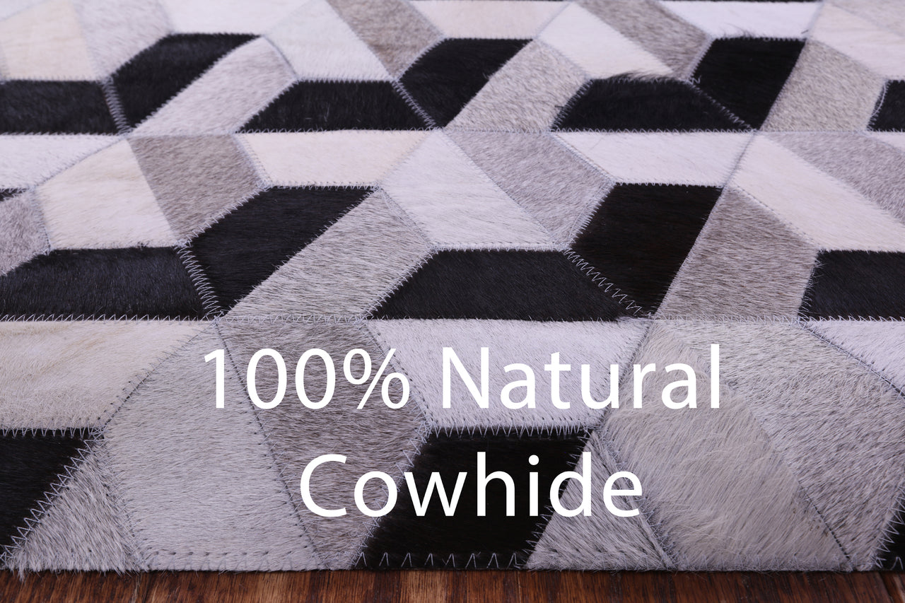 Black & White Patchwork Natural Cowhide Rug - 9' 0" x 12' 0"