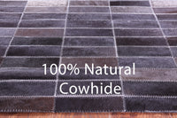 Thumbnail for Grey & White Gradient Brickwork Patchwork Natural Cowhide Rug - 2' 6