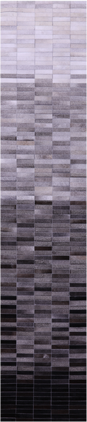 Grey & White Gradient Brickwork Patchwork Natural Cowhide Rug - 2' 6" x 12' 0"