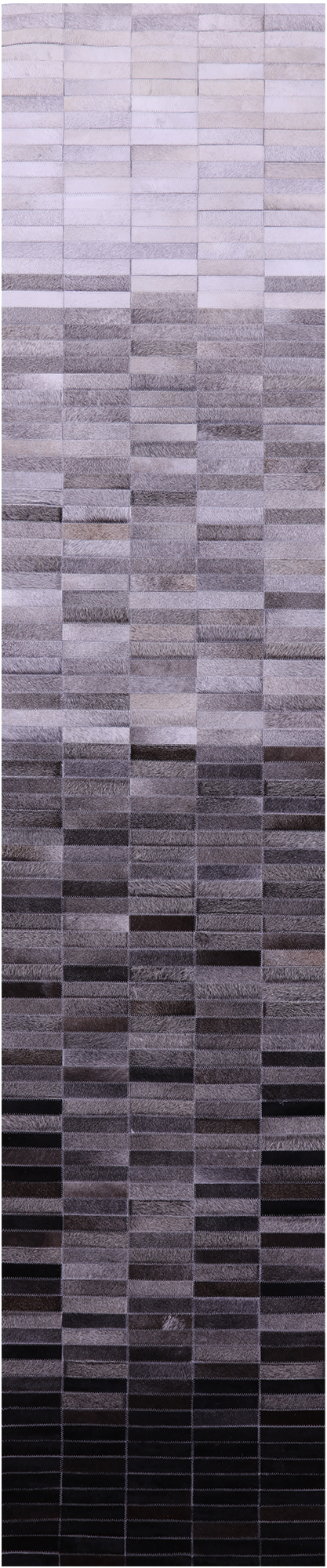 Grey & White Gradient Brickwork Patchwork Natural Cowhide Rug - 2' 6
