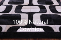 Thumbnail for Black & White Patchwork Natural Cowhide Rug - 2' 6