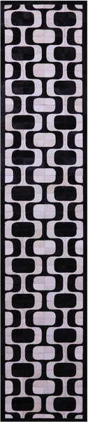 Black & White Patchwork Natural Cowhide Rug - 2' 6" x 12' 0"