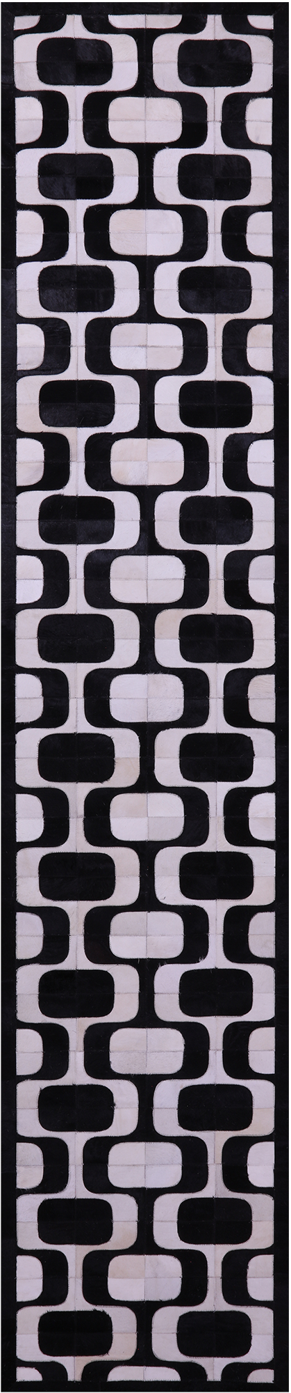 Black & White Patchwork Natural Cowhide Rug - 2' 6