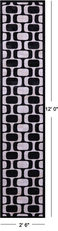 Thumbnail for Black & White Patchwork Natural Cowhide Rug - 2' 6