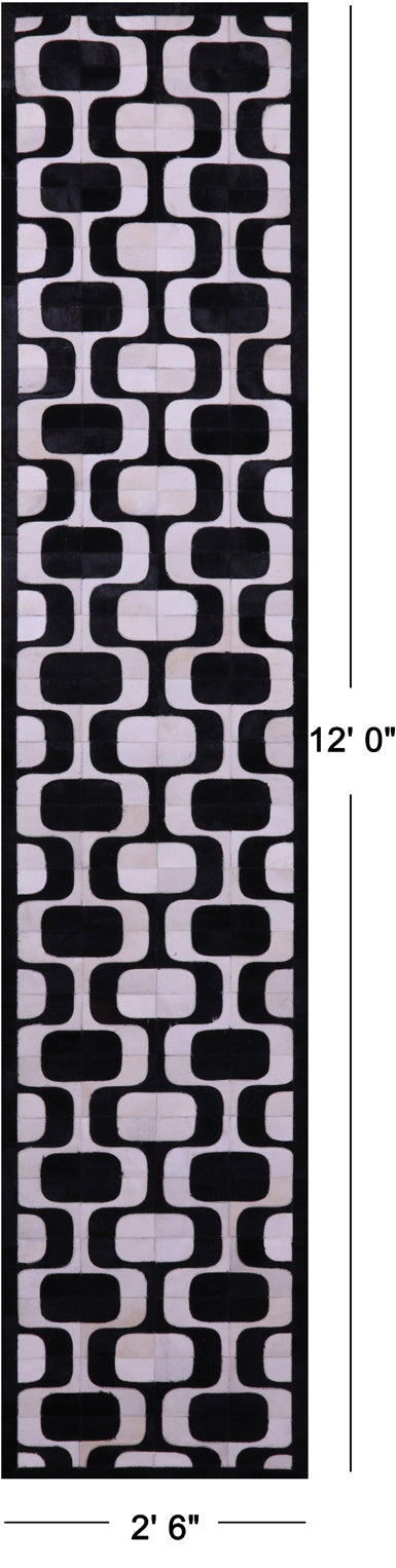 Black & White Patchwork Natural Cowhide Rug - 2' 6