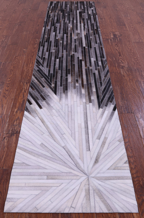 Brown & White Patchwork Natural Cowhide Rug - 2' 6