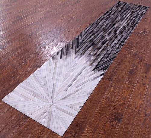Brown & White Patchwork Natural Cowhide Rug - 2' 6